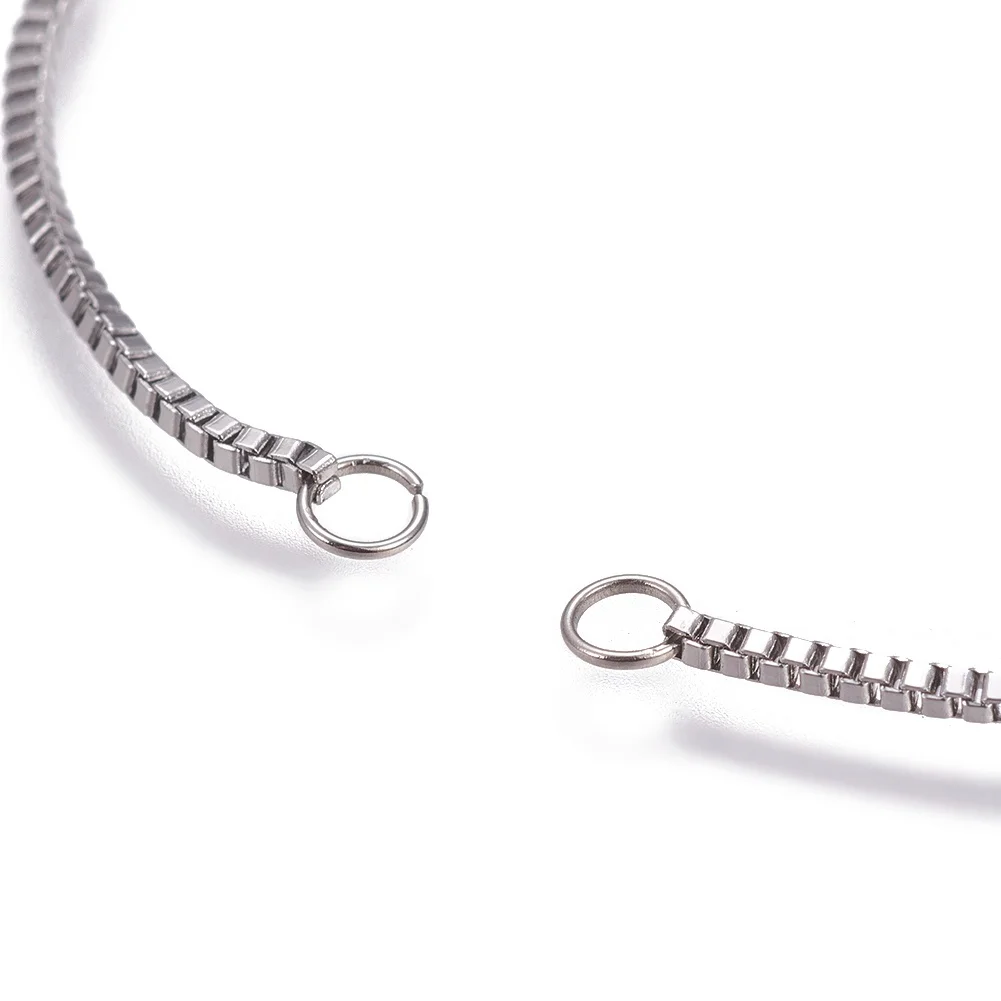 25pcs Stainless Steel Adjustable Slider Box Charm Chain with Star Cross Heart Pendant for DIY Jewelry Making Bracelet Connectors