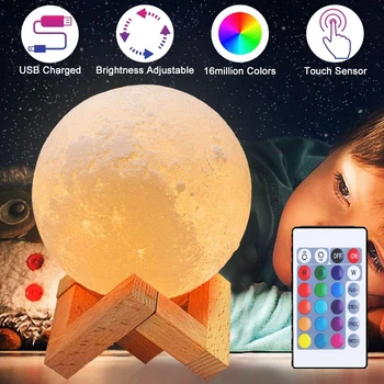 

3D USB LED Moon Night Light Romantic Dimmable Colorful Changing Touch Switch Lamp