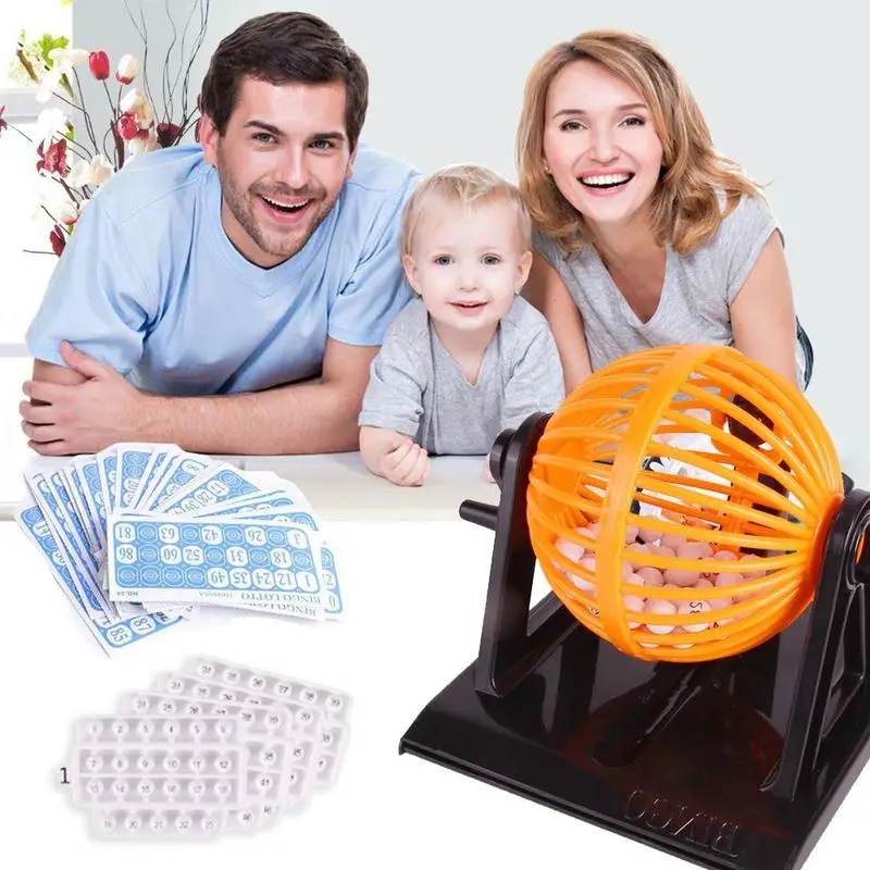 Large Traditional Bingo Game Family Revolving Ball Dispenser Machine Balls Cards 4
