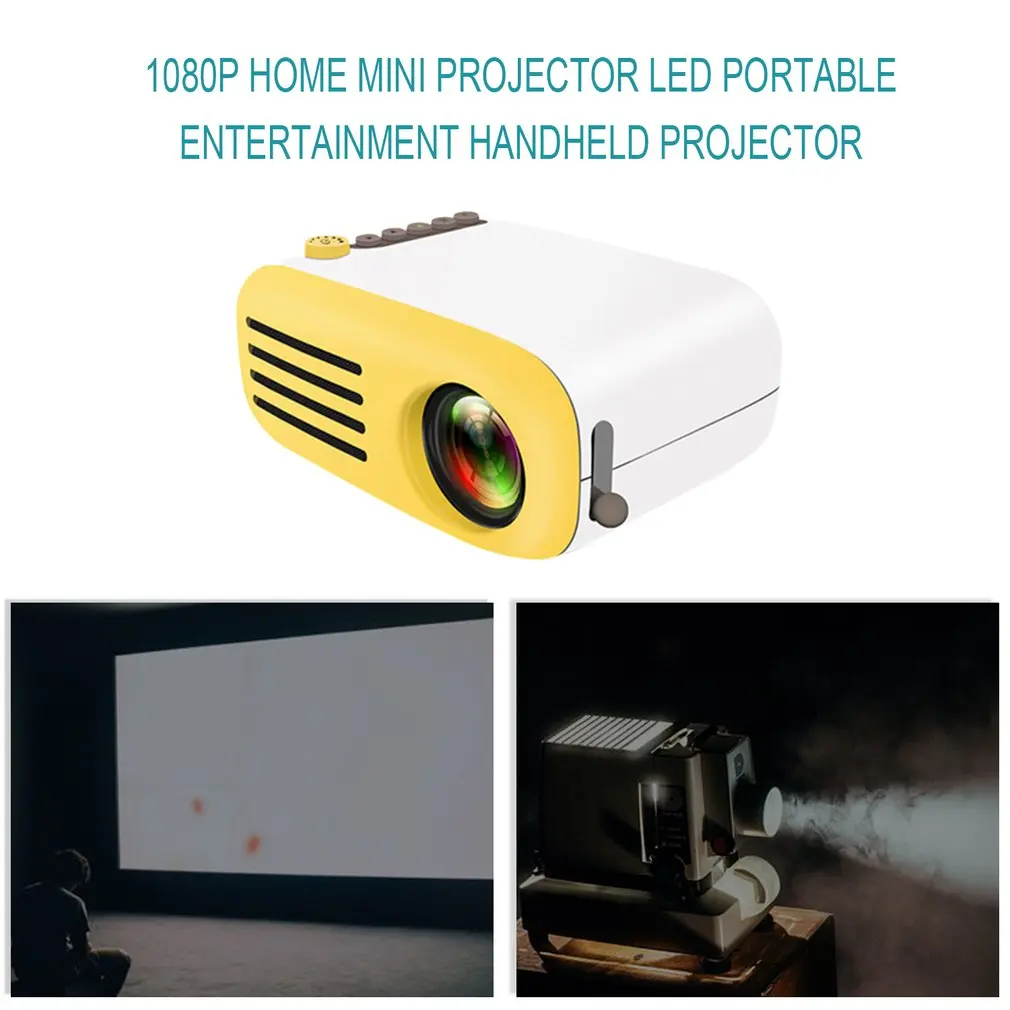YG200 Yellow& White Portable LCD Projector 320x240 MAX 1080P With HDMI USB AV SD Input For Private Theater /Children Education