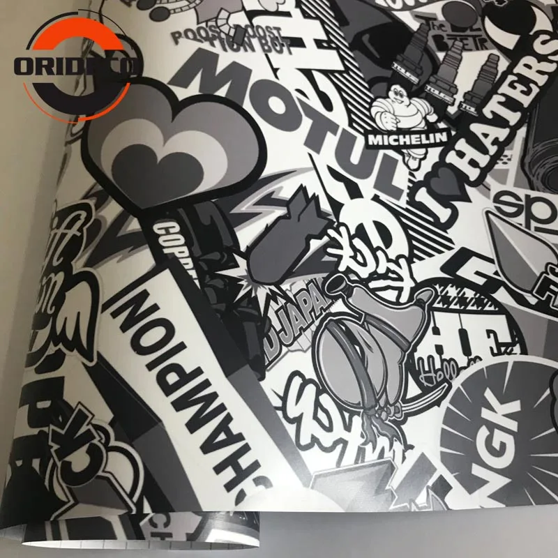 black white gray cartoon sticker bomb vinyl sticker 4