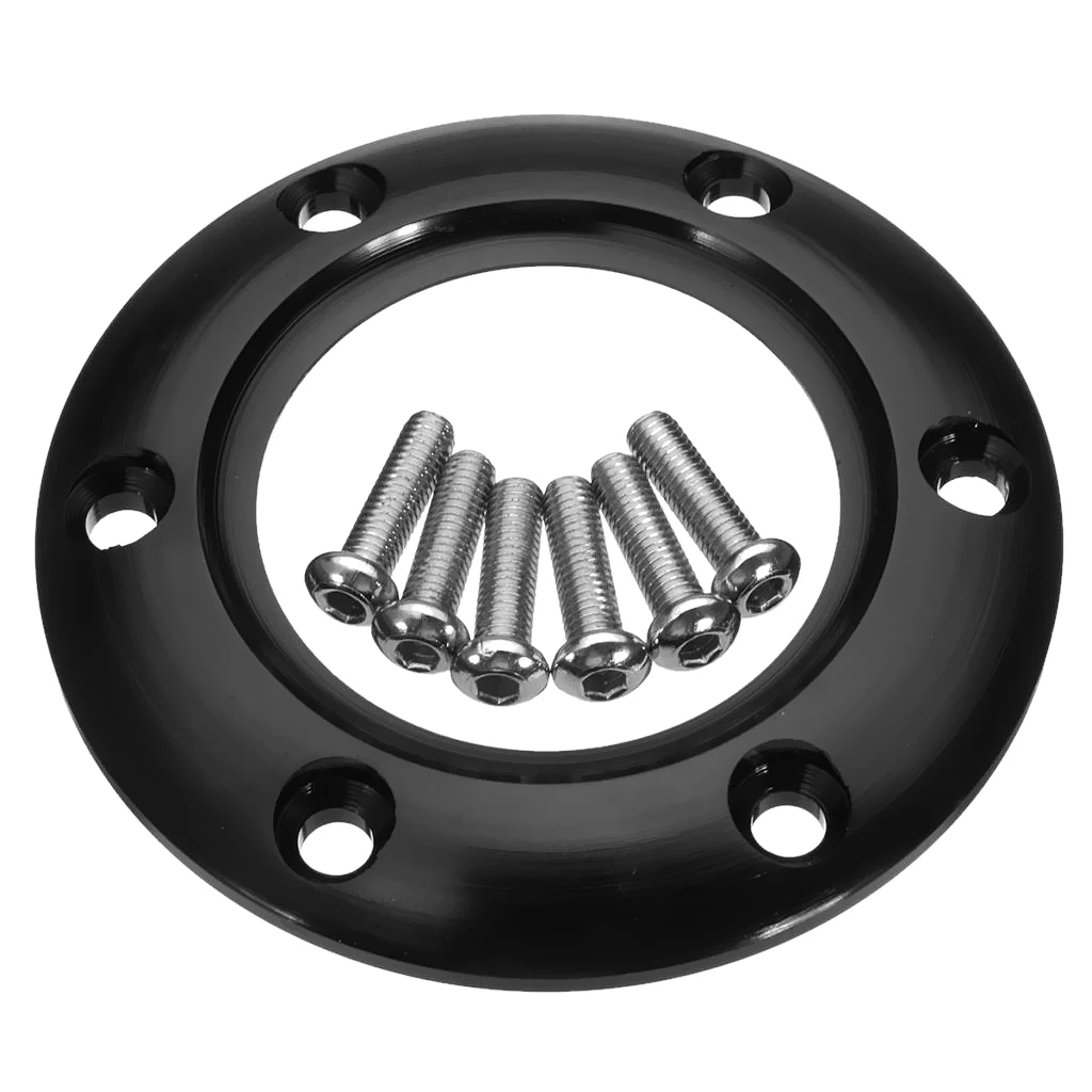 Universal Car 6 Bolts 70mm Steering Wheel Horn Center Ring Black