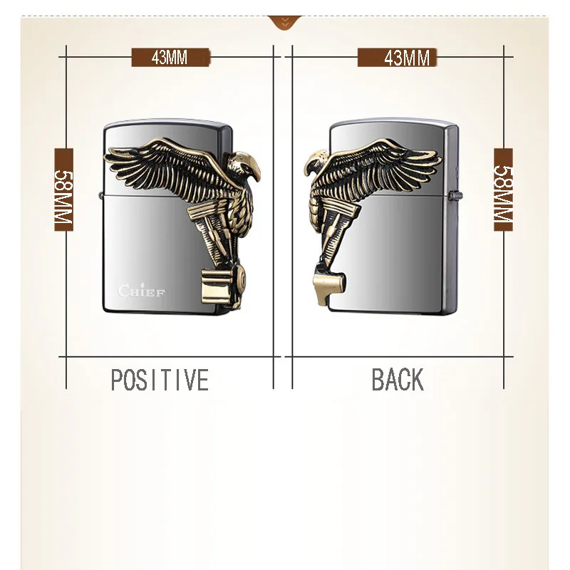 Eagle Leader Black Ice Kerosene Pure Copper Lighter Creative Windproof Stickers High Quality Cigarette Cigar Tobacco Lighter