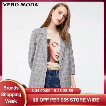 

Vero Moda Women's Plaid Print 3/4 Sleeves Blazer | 319308562