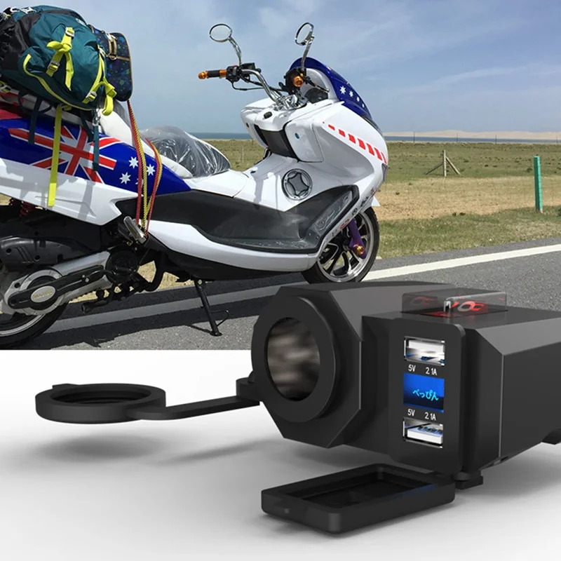 Водонепроницаемый двойной USB мотоцикл автомобильное зарядное устройство адаптер питания Прикуриватель разъем для мобильных телефонов gps камера MP3