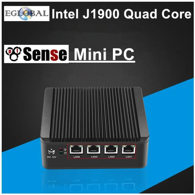 Pfsense мини ПК intel Celeron J1900 VGA часы собака брандмауэр промышленный безвентиляторный мини ПК 4* RJ45 1000 Мбит/с мульти LAN