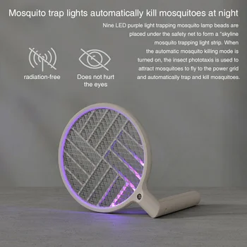 

2 In 1 With LED Light Multifunctional Non Toxic Fly Bug Killer Foldable Electric Mosquito Swatter USB Charging Moth Zapper