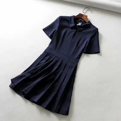 Теннисные платья для девочек, короткая быстросохнущая форма, Vestido, нижнее белье, шорты с высокой талией, плиссированное платье, костюмы для бадминтона, костюмы для болельщиц - Цвет: Deep Blue