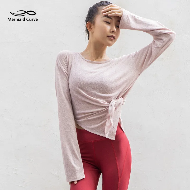 

2019 Autumn New Yoga Shirts Women's Solid Color Quick-Drying Sport T-shirt Women's Long-Sleeve Loose Running Gym Clothes