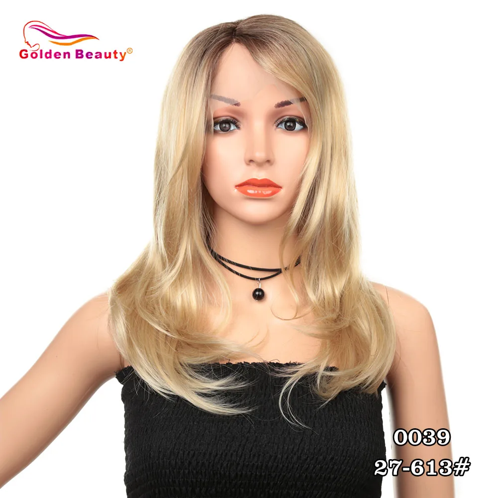 Золотая красота 2" объемная волна синтетический парик фронта шнурка натуральный волос бесклеевая Высокая температура волокна для красоты женщин - Цвет: #613