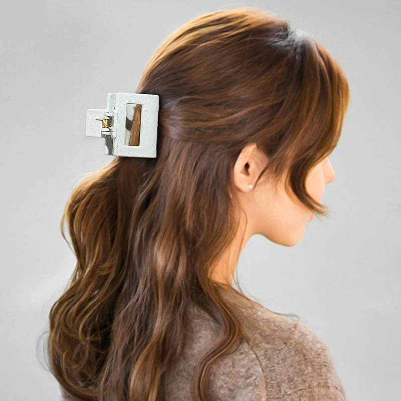 

Ice Cream Color Hair Crab Square Acetate Acrylic Hollow Hairpins For Girls Banana Grips Hair Claws Simple Sweet Hair Accessories