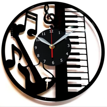 

Pinao Wall Clock Modern Design Music Theme Classic Vinyl Record Clocks Wall Watch Art Home Decor Gifts for Musician