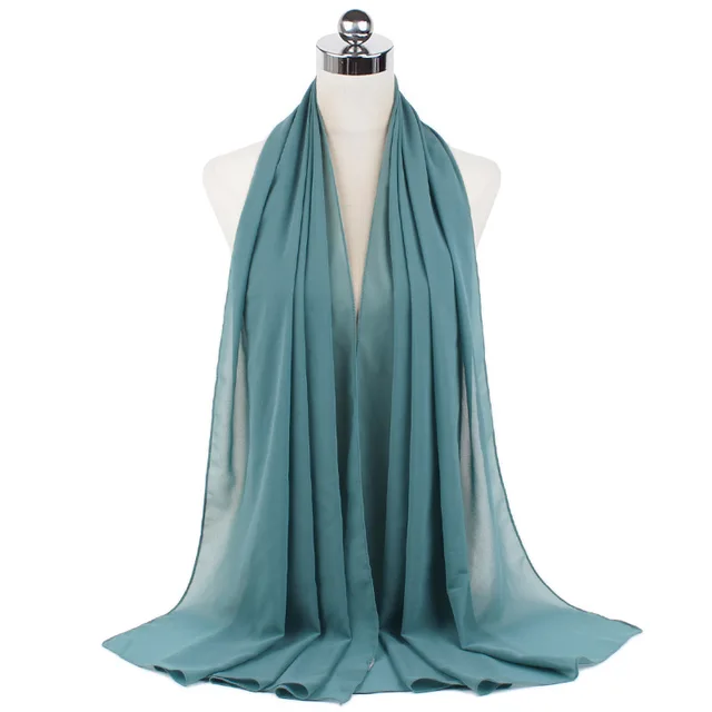 High Quality Good Stitching Stitch Plain Premium Heavy Chiffon Hijab Scarf Malaysian Women's Scarves Hijabs Long Shawl Shawls 28