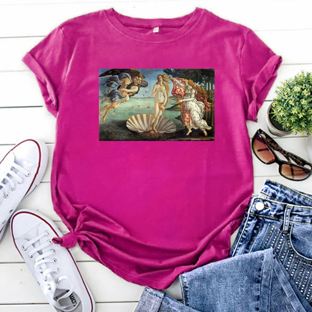 Personality T Shirts Oil Painting Printing Women Tshirts Fashion Harajuku T-Shirt For Women'S Solid Color Vintage Tee Shirts