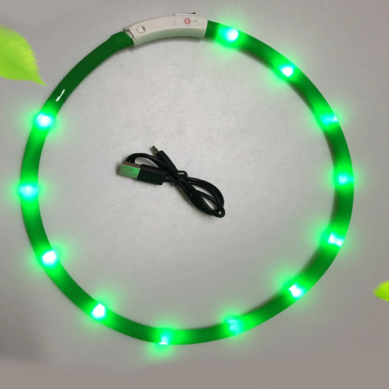 Ошейники для домашних собак кошек с зарядкой от USB, светящийся ночной ошейник, светодиодный светильник для собак, светящийся ошейник для домашних животных