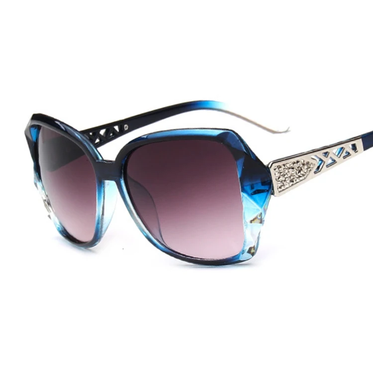 Винтажные большие квадратные большие женские очки Роскошные брендовые Модные солнцезащитные очки женские темные очки Oculos De Sol UV400 - Цвет линз: Blue