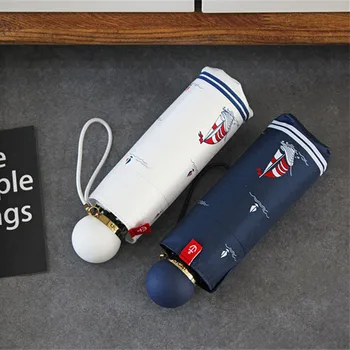 

New Brand Mini Folding Umbrella Women Five Fold Sunscreen Umbrellas Anti UV Black Coating Windproof 8K Parasol Small Paraguas