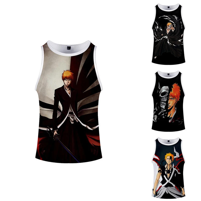 Японский аниме принт отбеливающий костюм 3d Бодибилдинг топы без рукавов для