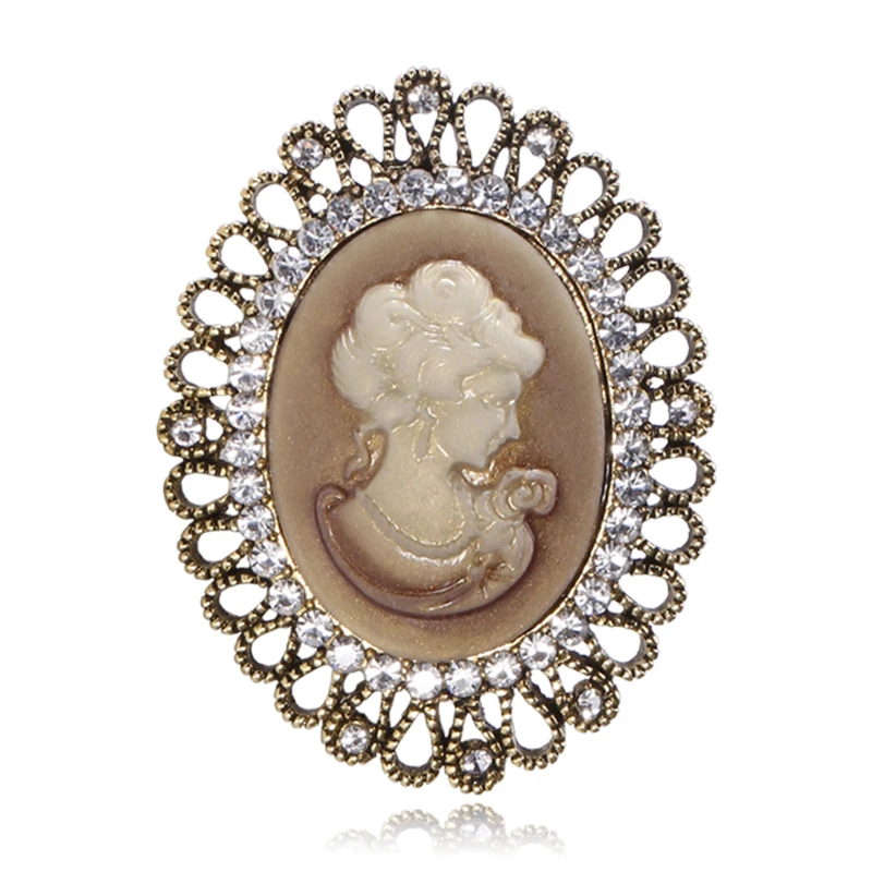 Wuli&ampbaby Flower Round Lady Face Badge Brooches For Women Vintage Beauty Figure Office Party Brooch Pins Gifts | Украшения и