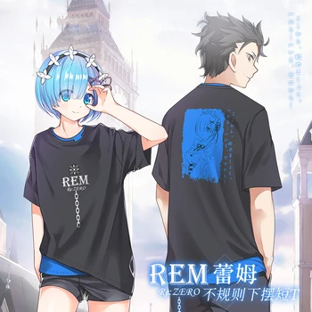 

Anime Re:Life in a different world from zero Rem Cosplay Casual Fashion T-shirt Men Women Summer Cotton Short Sleeve Tee Tops