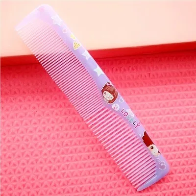 2pcs Soft Toothed Plastic Two-headed Cartoon Candy Color Sweet Straight Hair Hairdressing Is Not Easy To Break Plastic Comb Sale