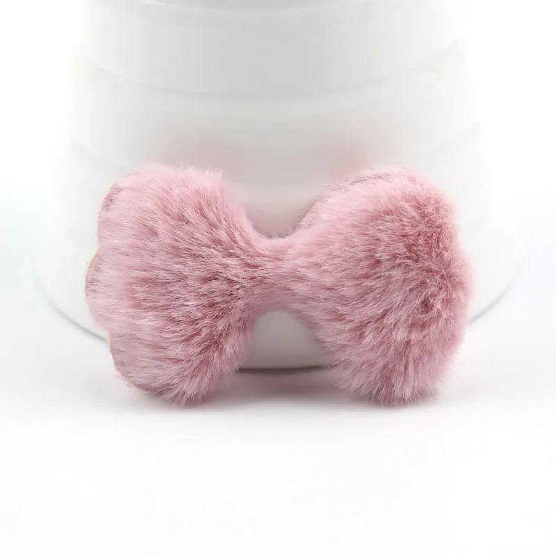 Korea pink 12 шт. 3,5*5,5 см Пушистый фетровый бант Мягкие плюшевые аппликации для детских поделок ручной работы BB Заколка-шляпка Украшение Аксессуары - Цвет: Korea pink