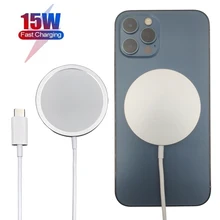15W Magnetic Adsorption with USB-C Integrated Cable Portable Wireless Charger For 12 Pro Mini Max Magsafing Wireless Charger