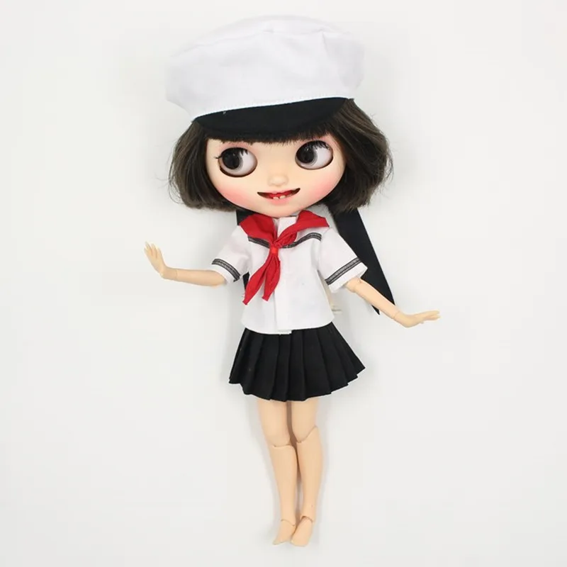 

JK Style Doll Clothes Include Dress for 1/6 30cm Blyth Dolls,Sailor Suit Dress for Azone Clothing (1 Set=1skirt+1 hat+ 1 blouse)
