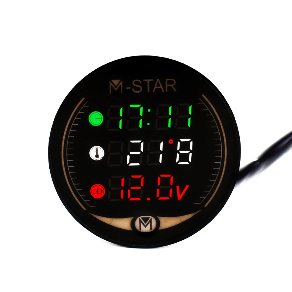 Светодиодный 3-в-1 мотоциклетный одометр 12V Водонепроницаемый время Температура