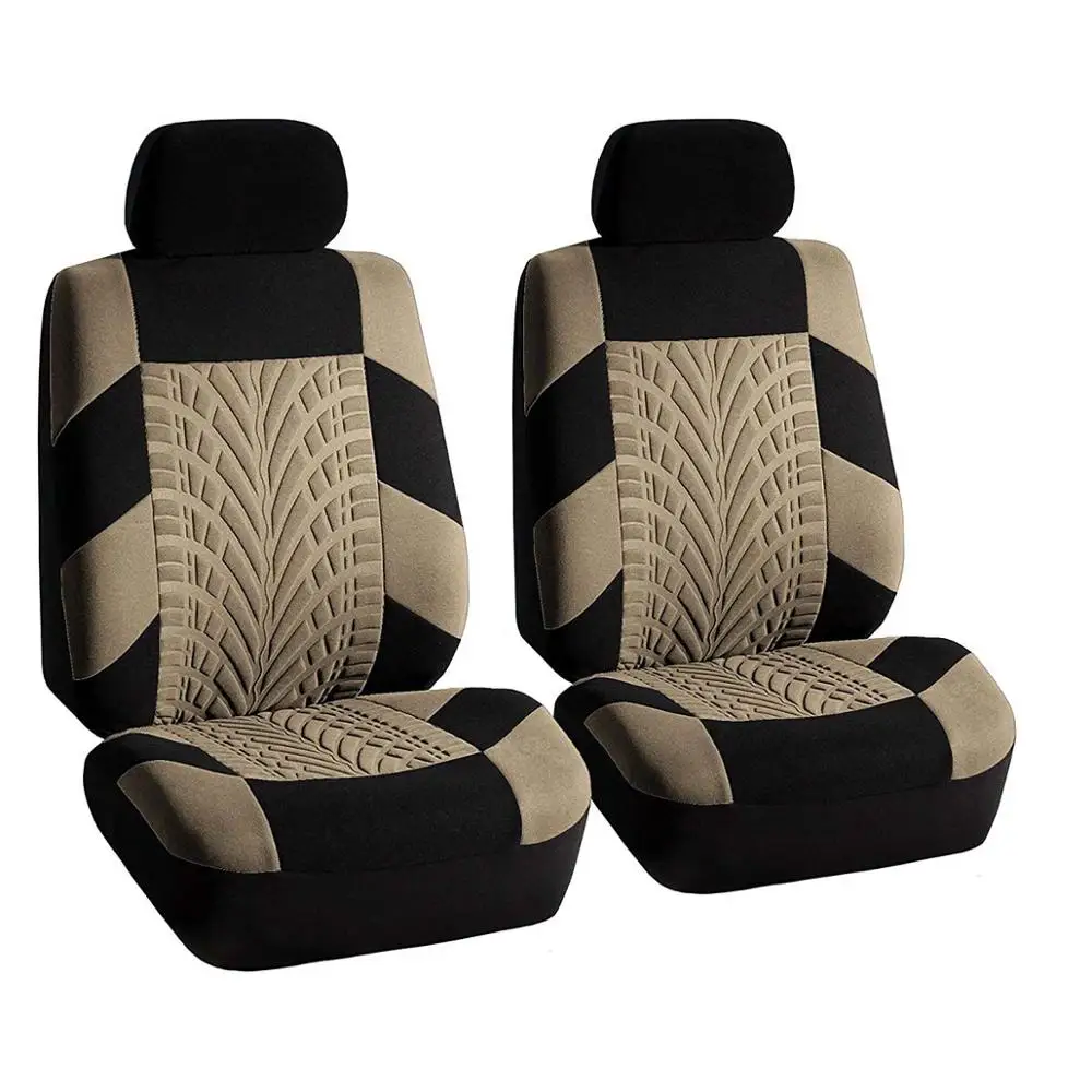 BEIGE Front row Чехлы для автомобильных сидений, набор, универсальные, подходят для большинства автомобилей, чехлы с шиномонтажной дорожкой, стильный протектор для автомобильных сидений, четыре сезона для сидений - Название цвета: BEIGE Front row