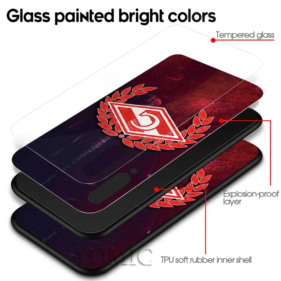 Russian Spartak Moscow Football Glass Case for Xiaomi Redmi Note 9S 8 K40 Mi 11 Poco X3 NFC 9 8T 9T 10T Pro 10 Lite Phone Cover