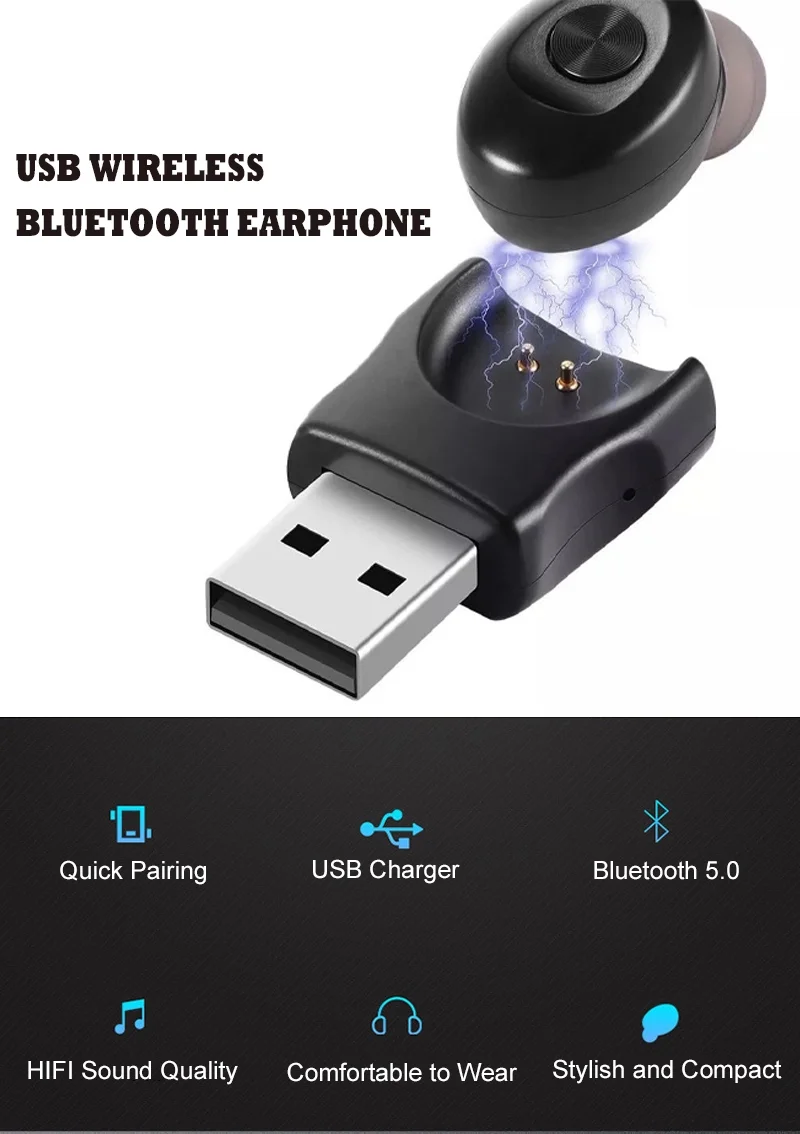 Cheap Wholesale USB Blue tooth 5.0 Headset Mini High Quality Stereo Earphone Single Wireless Headphone | Электроника