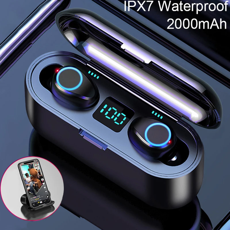 TWS беспроводные наушники Bluetooth с микрофоном светодиодный дисплей настоящие