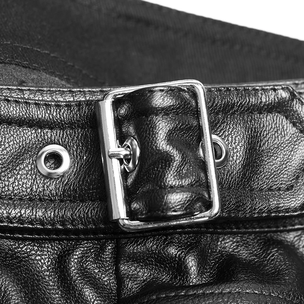 Панк рейв женские локомотив красивый из искусственной кожи шорты Slim Fit металлические украшения диких личности короткие брюки