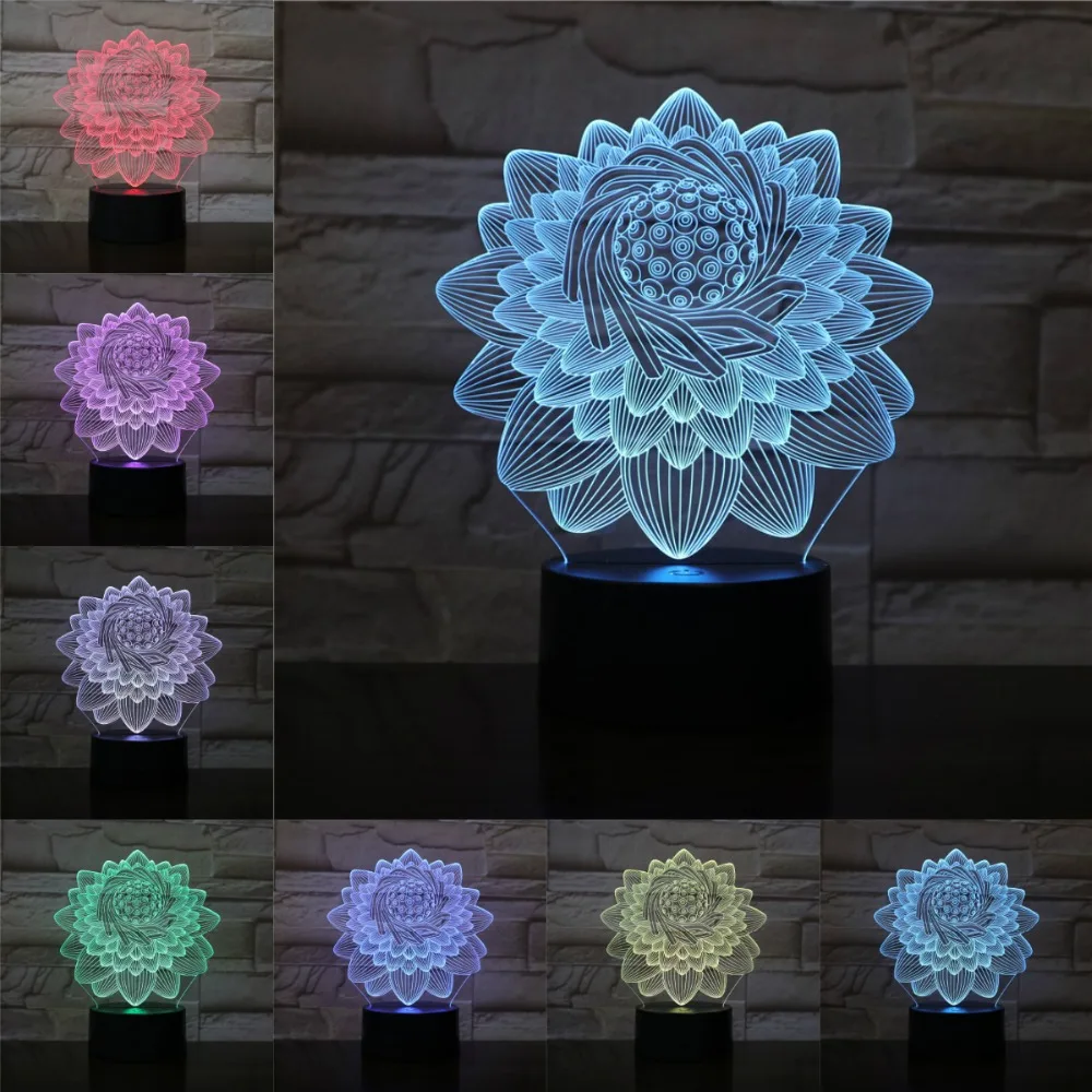 Красивая Роза 3D цветок лампа акриловая пластина сенсорный беспроводной USB Luminaria 7 цветов Изменение ночник для девочек подарок на день рождения