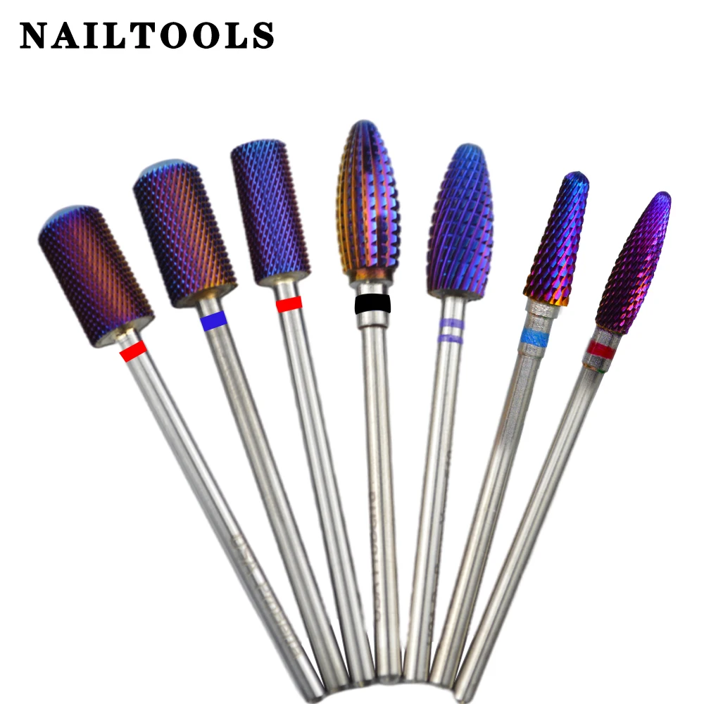 Nailtools Paars 38Mm Lange Schacht Tungsten Staal Carbide Kleurrijke Coating Cuticle Schoon Nail Boren