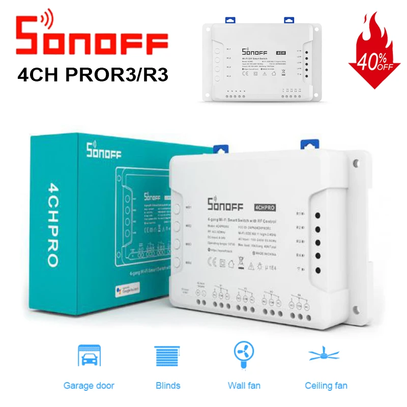 Интеллектуальный выключатель света SONOFF 4CH R3/PRO R3 Wifi светильник пульт