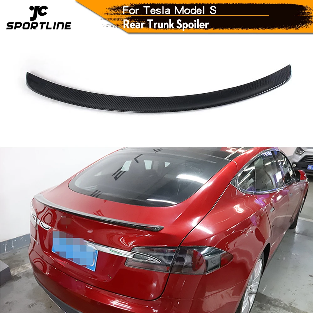 Для Tesla Model S Sedan 4 дверный карбоновый задний спойлер багажника Boot губ 2012 2019 крыло