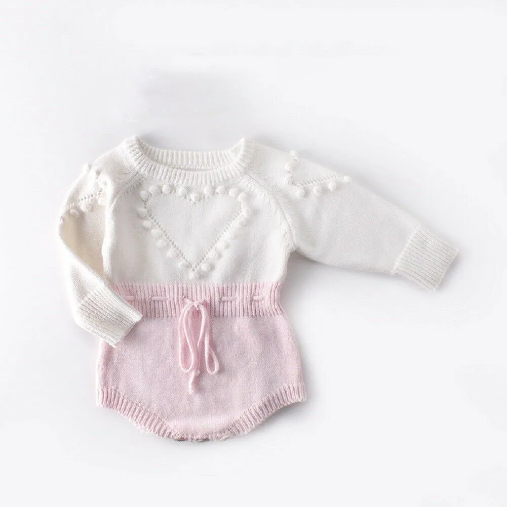 Infant Baby Girl Knitted Clothes Long Sleeve Romper Jumpsuit Bodysuit