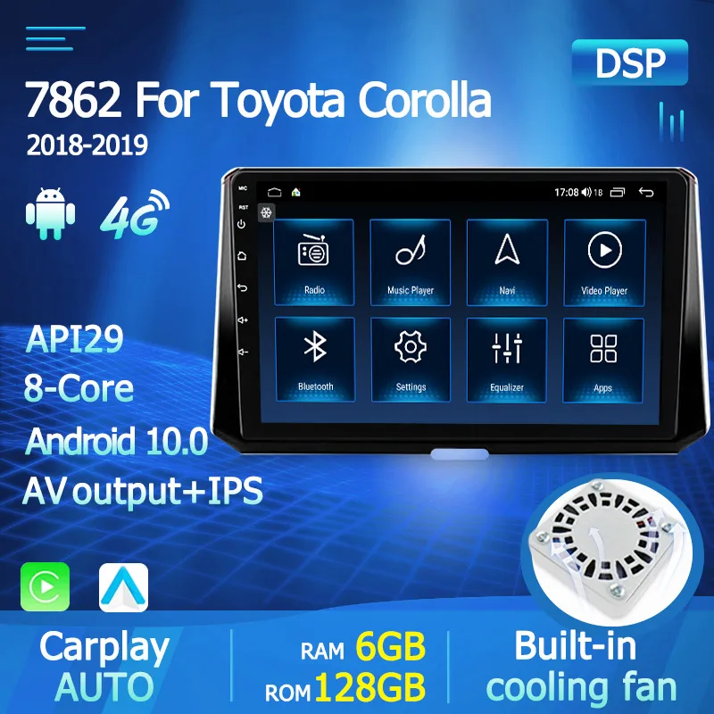 IPS DSP Android 10.0 2Din Car Auto Radio For Toyota Corolla 2018 -2019 Multimedia Video Player GPS 8 Core RAM 6+128GB USB 4G NAV |