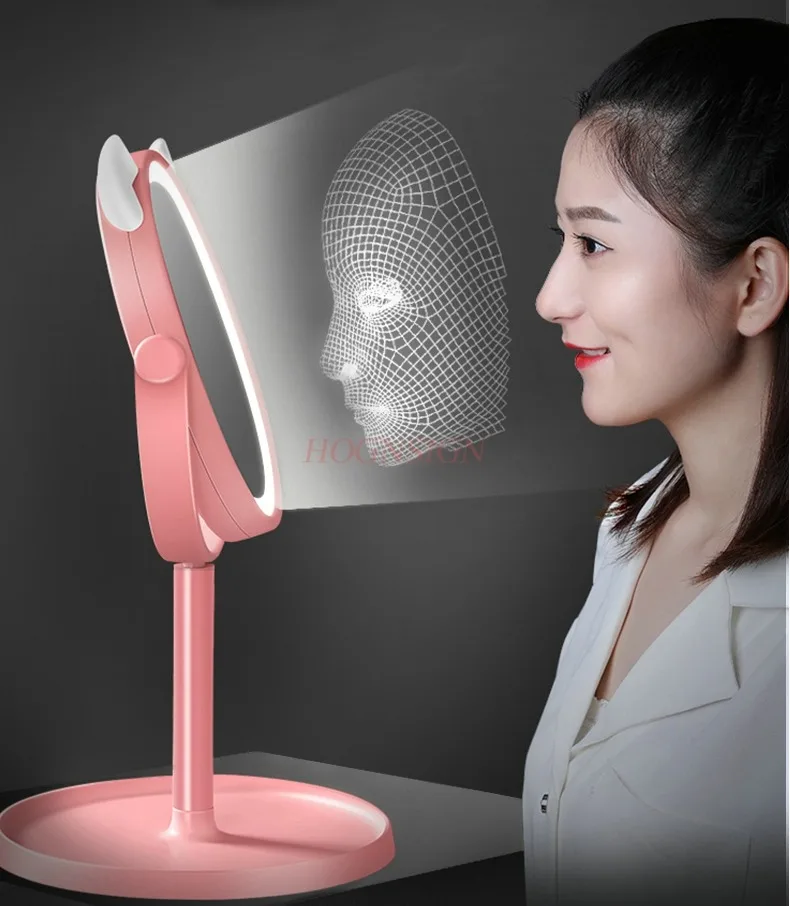 

Led Makeup Mirror With Light Fill Light Girl Heart Student Dormitory Portable Small Mirror Desktop Sale