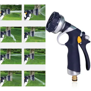 

Garden Water Hose Nozzle with 8 Adjustable Spray Patterns for Watering Plants Washing Car Showering Pets