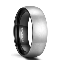 Men's Titanium Matte Finish Black Ring with Blue Interior - Classic Unisex Wedding Band - 8 (Black 8mm)