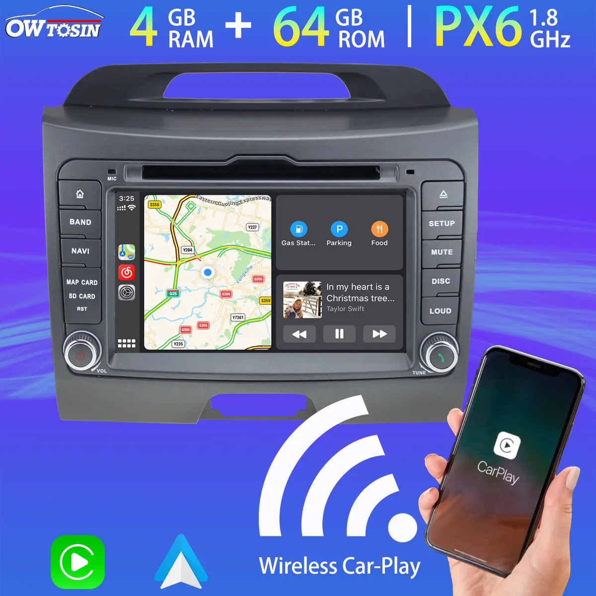 Android 10.0 PX6 4G+64G Car DVD Multimedia Player 5*USB Wireless