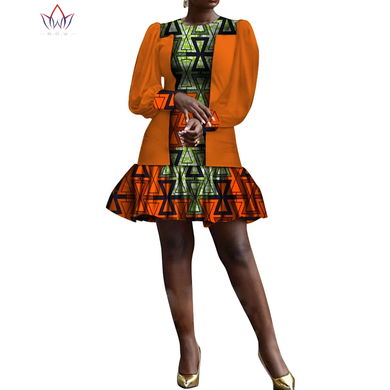 Женские милые африканские платья с принтом Дашики Плиссированные Длинные рукава традиционная африканская одежда летние вечерние платья