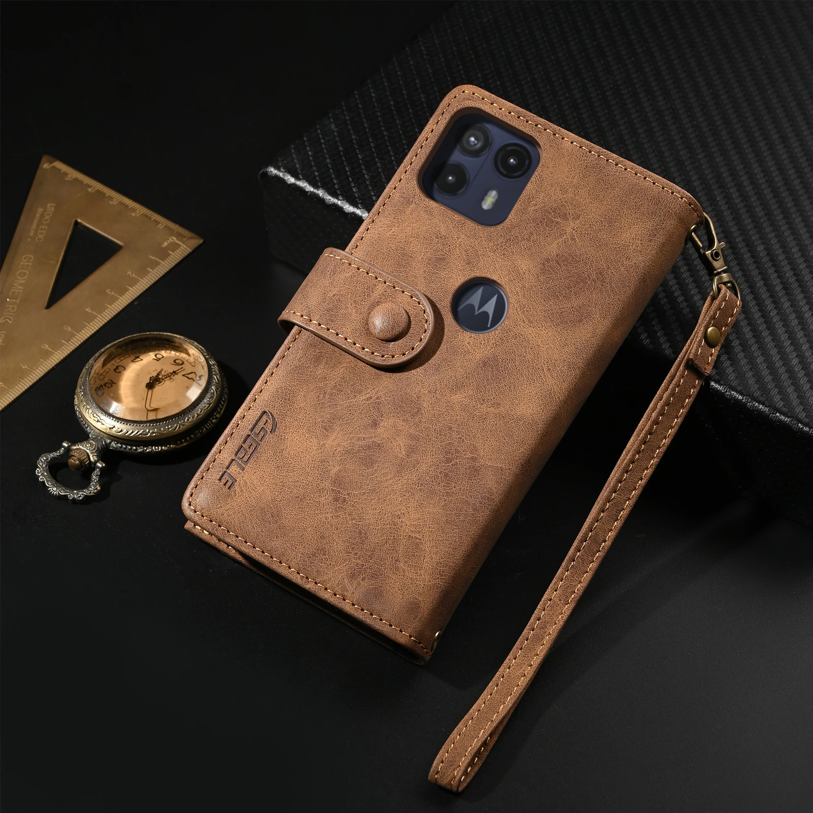Leather Zipper Card Strap Crossbody Shoulder Wallet Case Book For Moto Edge Plus 2022 S30 30 20 Pro G22 G41 G31 G30 G20 G10 E20