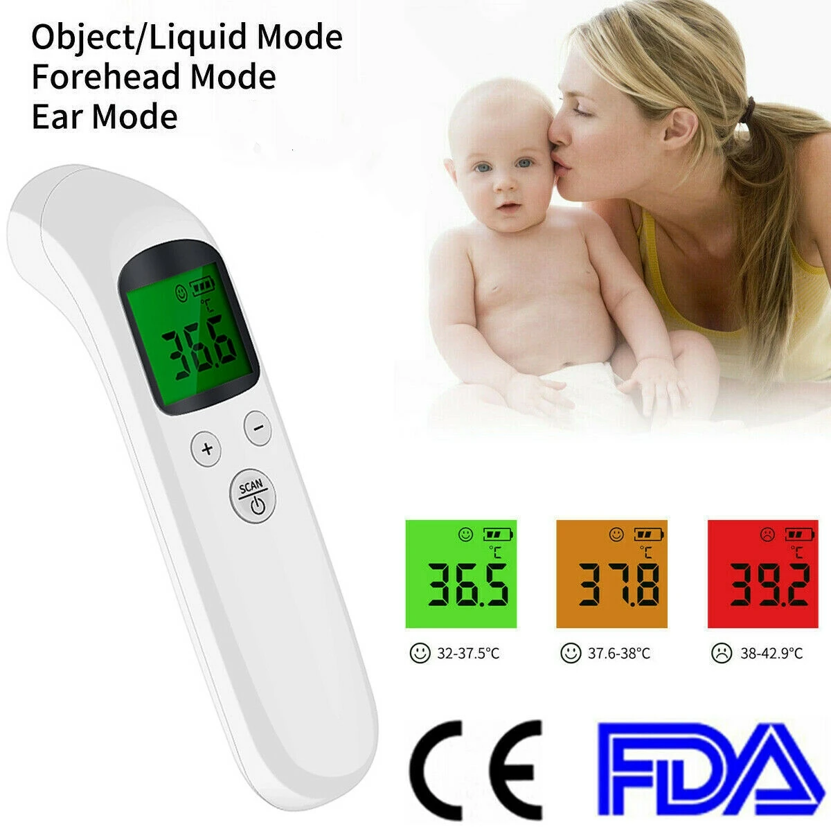 

Non Contact Digital IR Infrared Forehead Thermometer Gun Adult Baby Body Temperature Gun