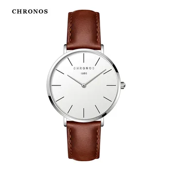 

CHRONOS Women Watch Buckle Belt Simple Dial Fashion Leather Quartz Watch Lady Minimalist Analog Face Montre Femme CH3303