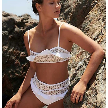 

Women Swimwear 2020 Ladies Bathing Suit Girls Swimsuit Female Plavky New Bikini Push Up Falbala Silk Print Polyester Sierra