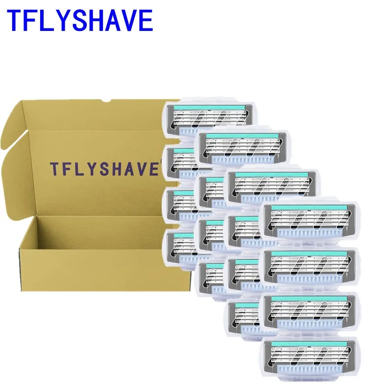 

TFLYSHAVE 16pcs/lot Men 4 Layers Shaver Razor Blades Beard Body Hair Remover Men High Quality Steel Shaving Razor Cartridge